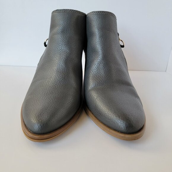 Dr. Scholl's Melody Faux Leather Gray Heeled Ankle Boots, Wedge Block Size 9.5 - Picture 2 of 13